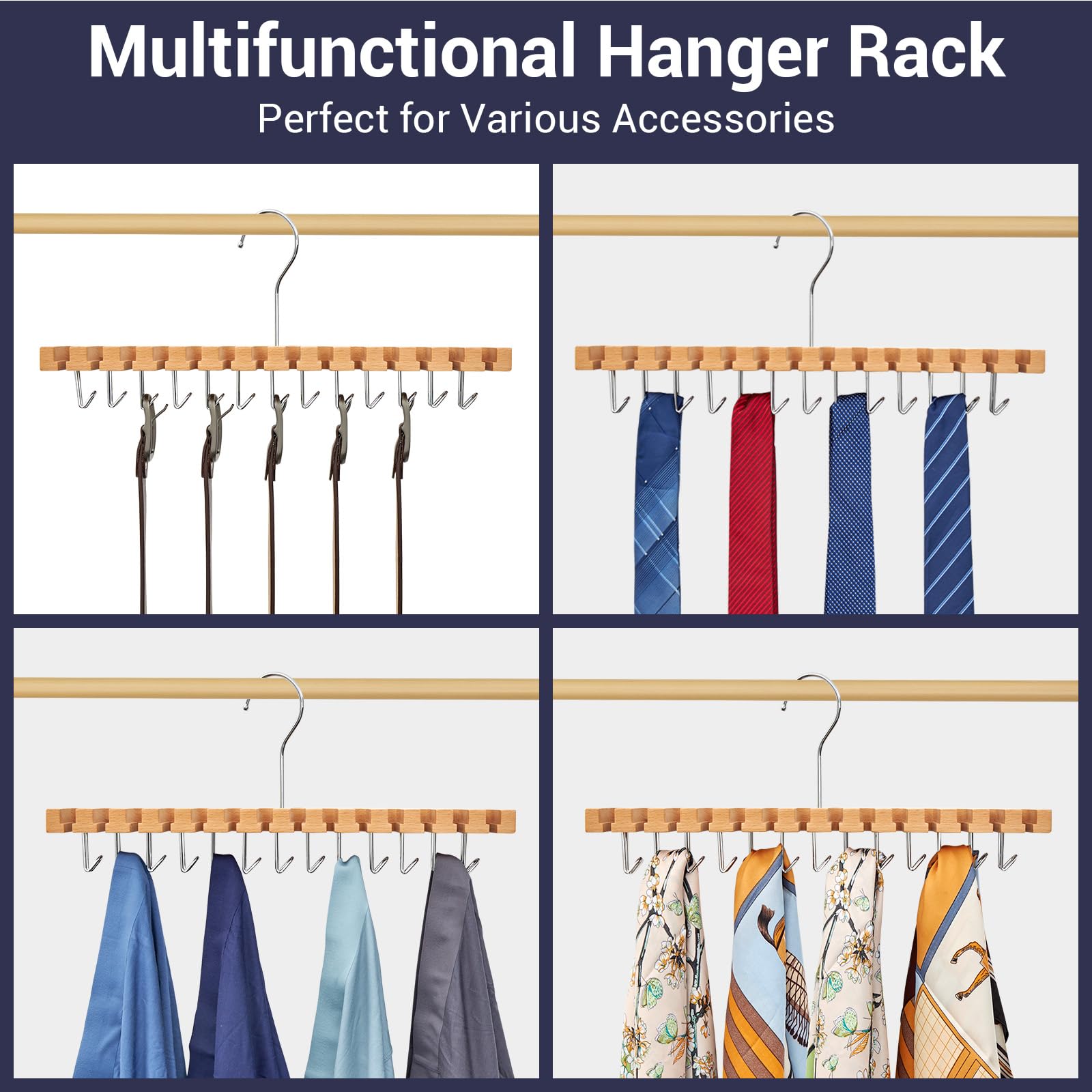 Ohuhu belt hanger demonstrates ample storage capacity for belts and accessories