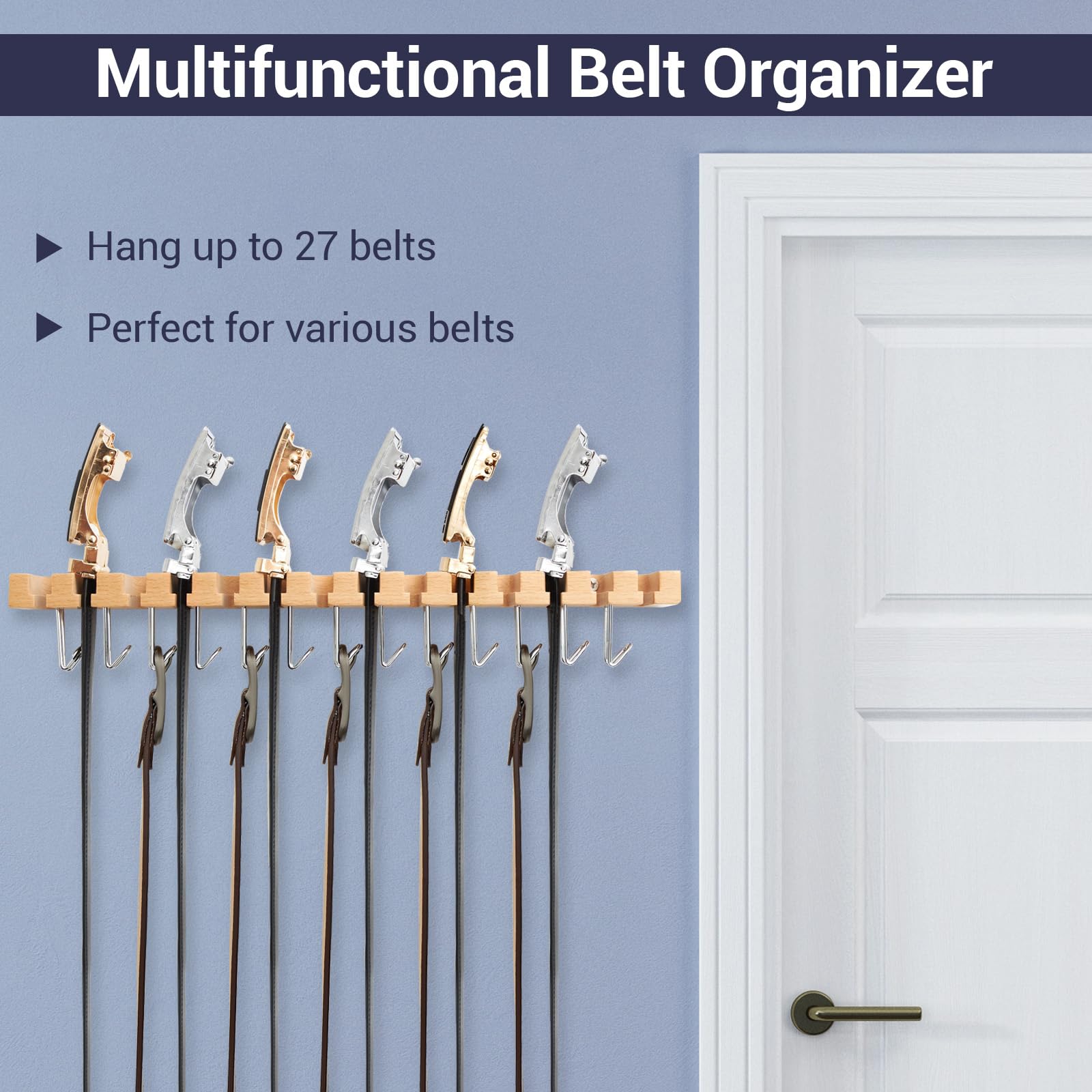 Ohuhu belt hanger mounted on wall showing secure installation options