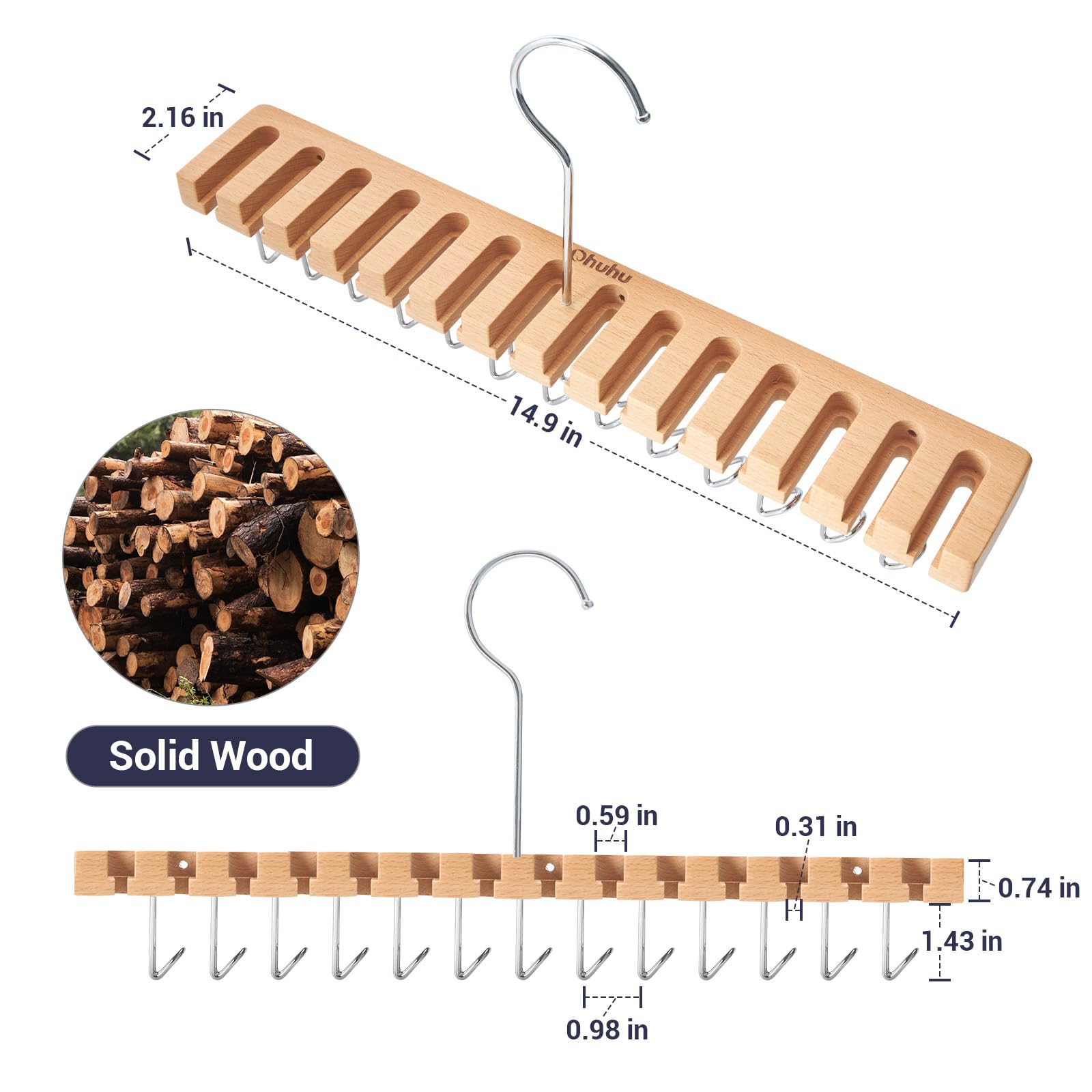 Ohuhu belt hanger crafted from wood and stainless steel for durability