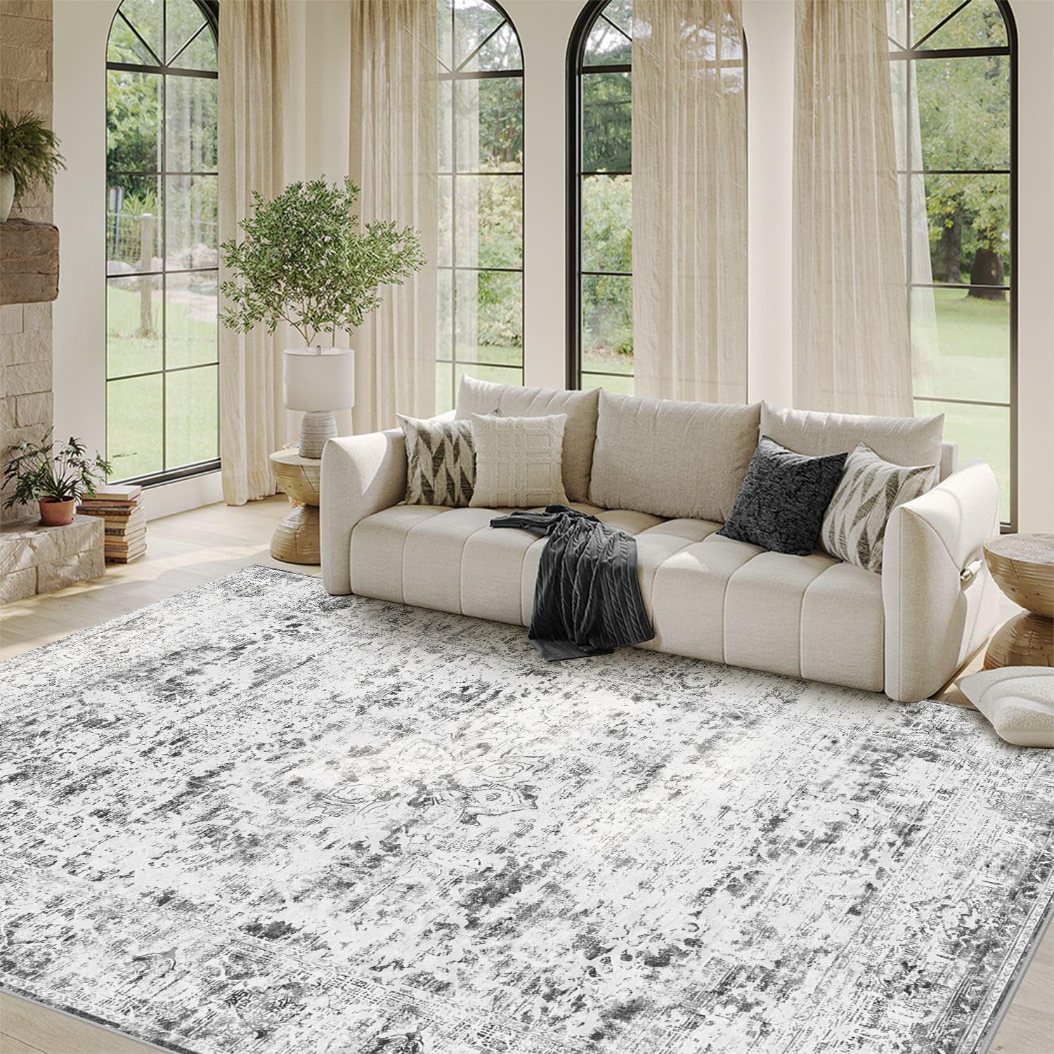 OHWPEAT 5x7 grey bedroom rug adds warmth and simple maintenance