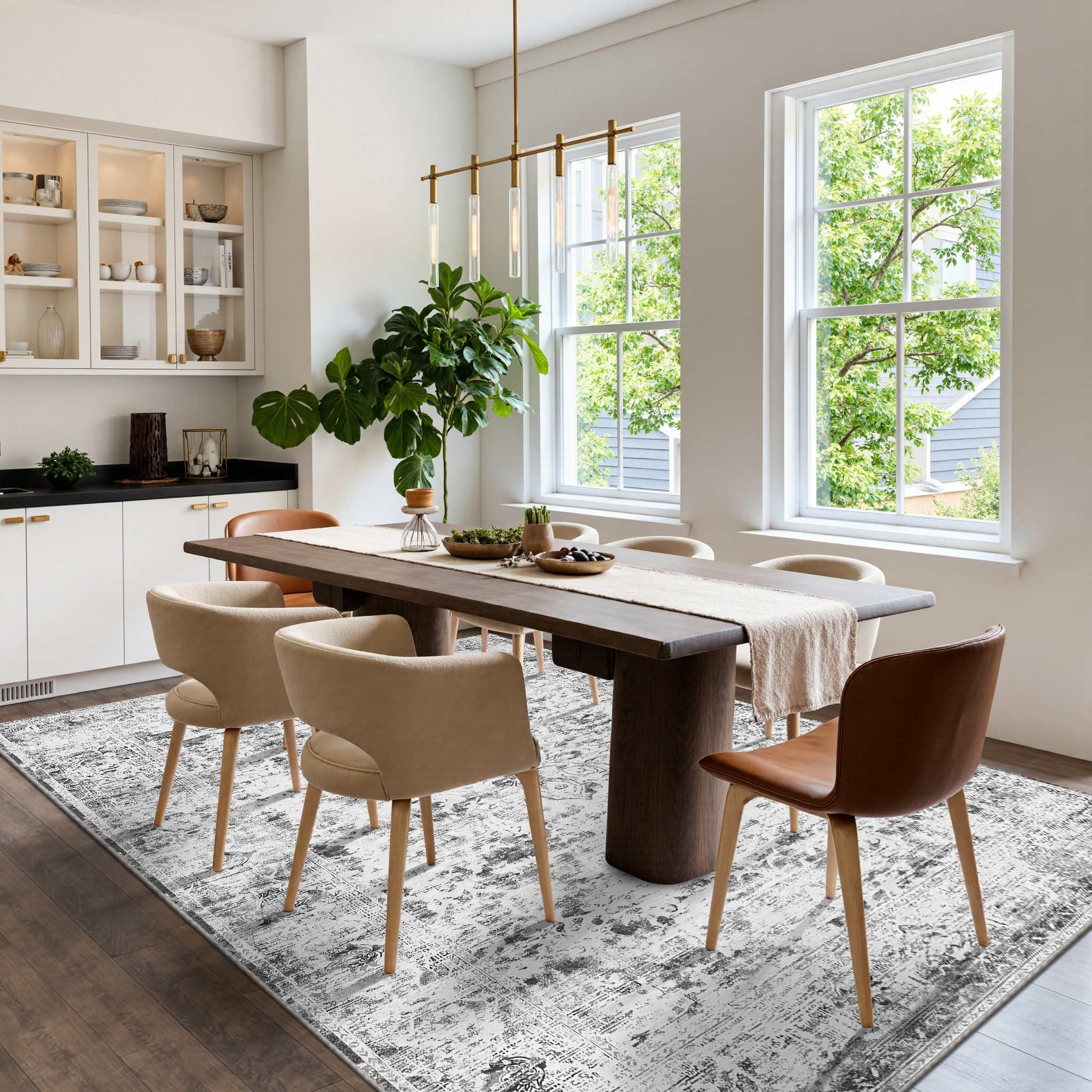 OHWPEAT 5x7 grey office rug creates a calm workspace and easy care