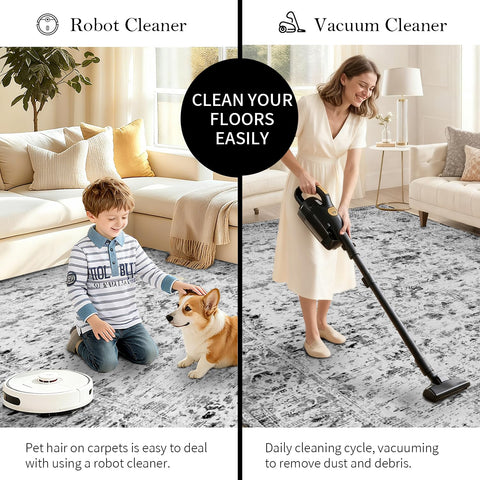 OHWPEAT washable grey rug keeps spaces fresh with machine-wash flexibility