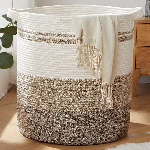 OIAHOMY 115L laundry basket with sturdy handles for easy transport.