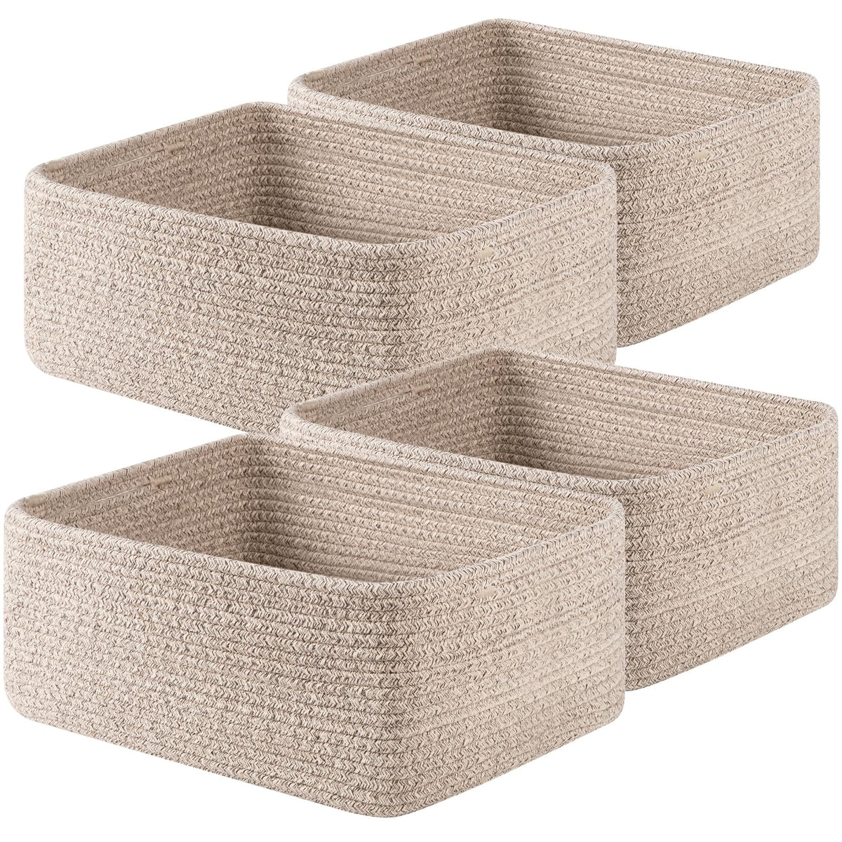 OIAHOMY 4-pack storage baskets folded, ready to reshape shelves.