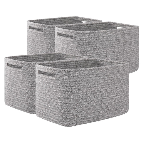 OIAHOMY 4-pack storage baskets in grey for tidy shelves and easy access.