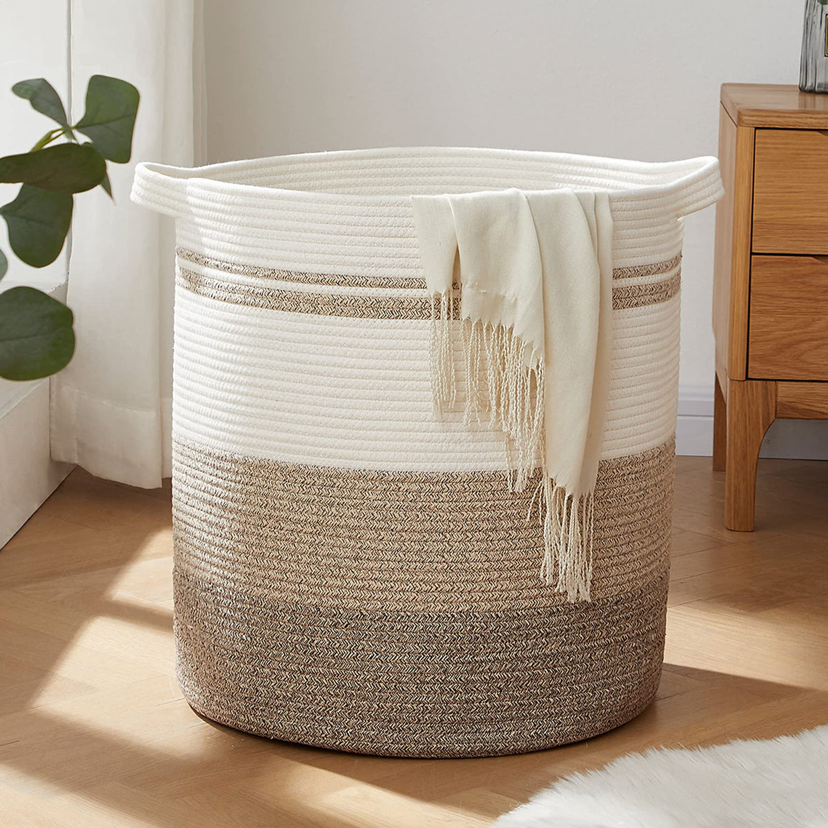OIAHOMY 80L laundry hamper with handles in gradient yellow for blankets and clothes