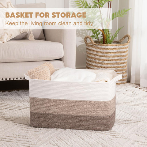 OIAHOMY basket with sturdy double-stitched handles for easy transport.
