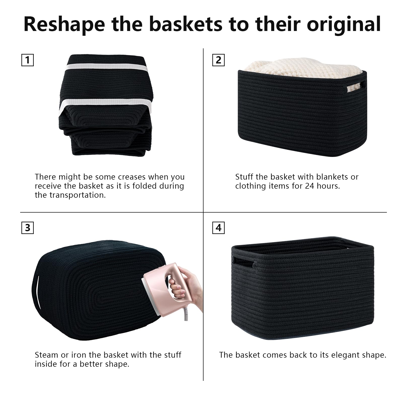 OIAHOMY black rectangle baskets add versatile decor and storage