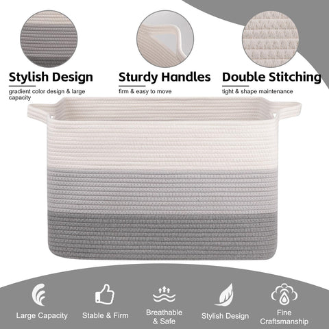 OIAHOMY blanket basket dimensions 24x17x14 inches for ample capacity.