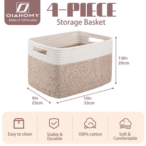 OIAHOMY cotton rope basket for toys keeps play areas tidy and charming.
