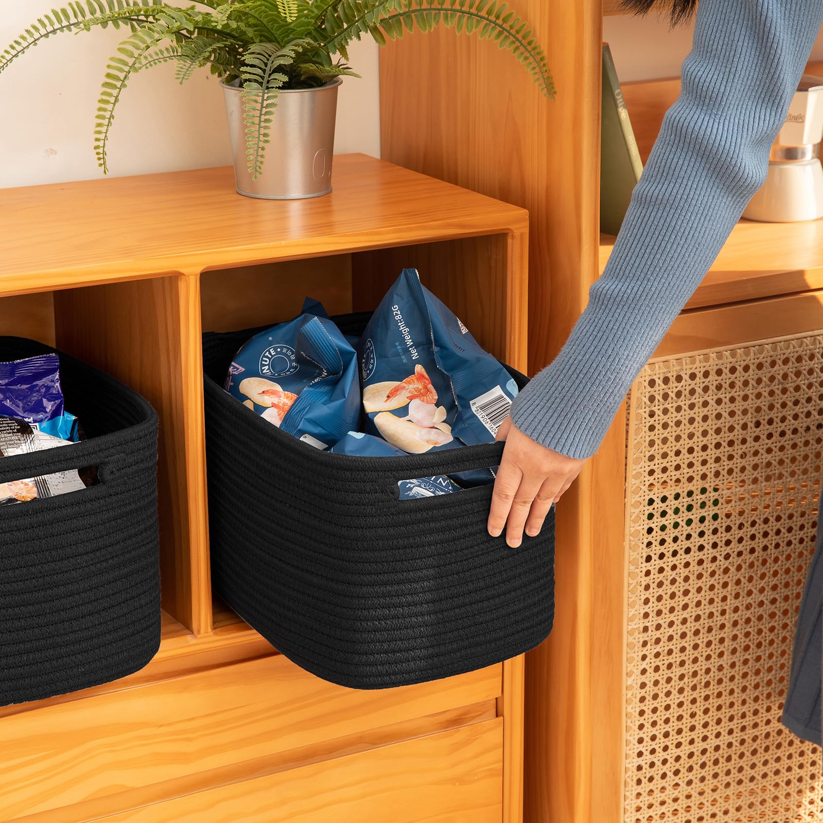 OIAHOMY cotton rope baskets are washable for simple maintenance