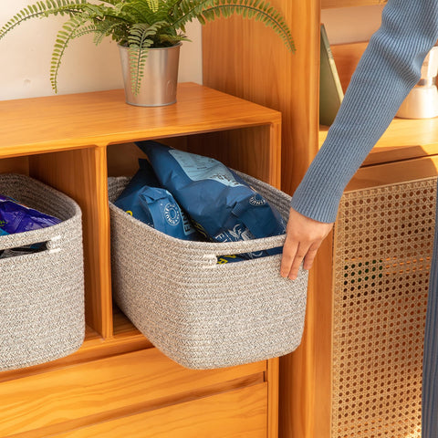 OIAHOMY cotton rope baskets offer safe, soft home organization.