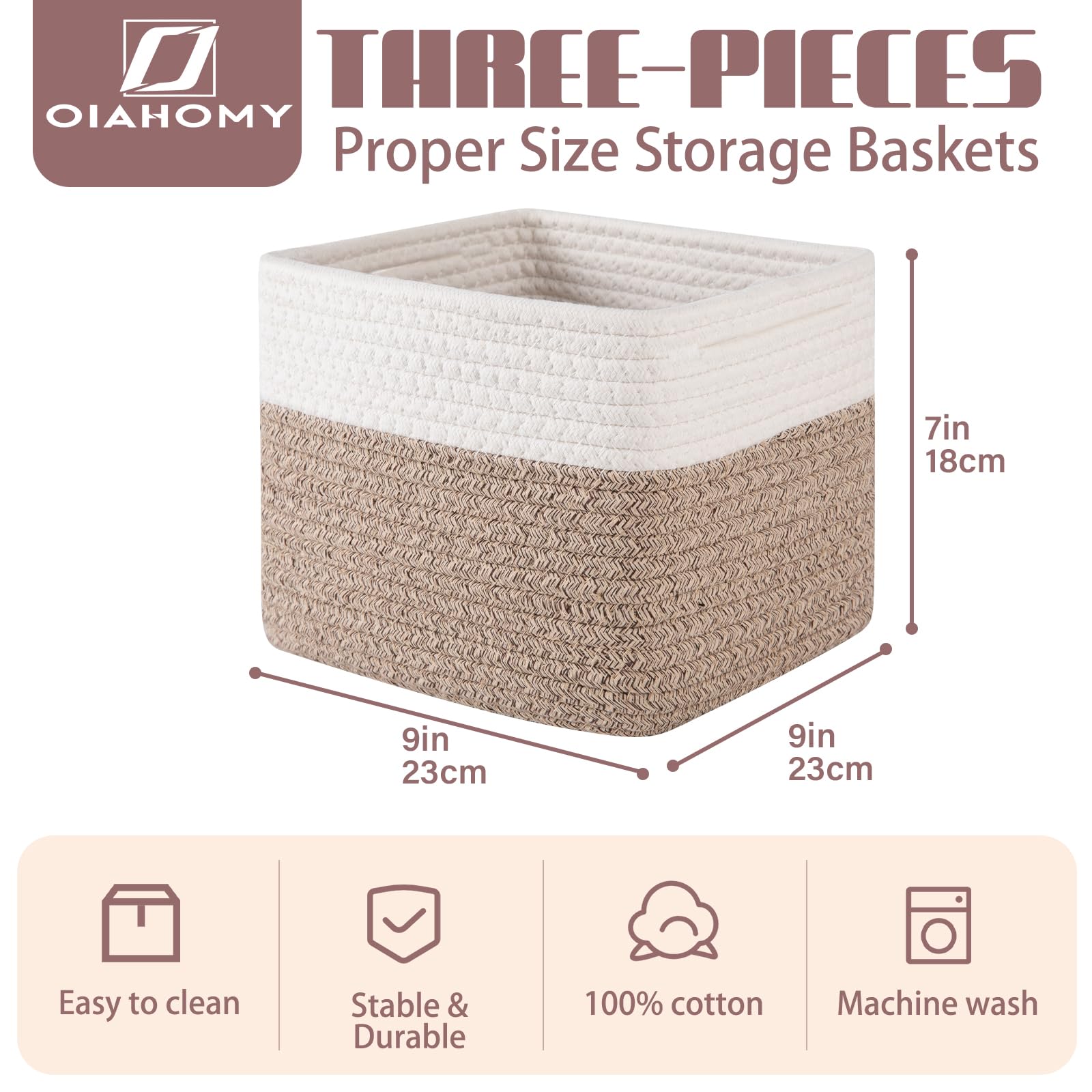 OIAHOMY cube bin close-up highlighting reinforced stitching for durability.