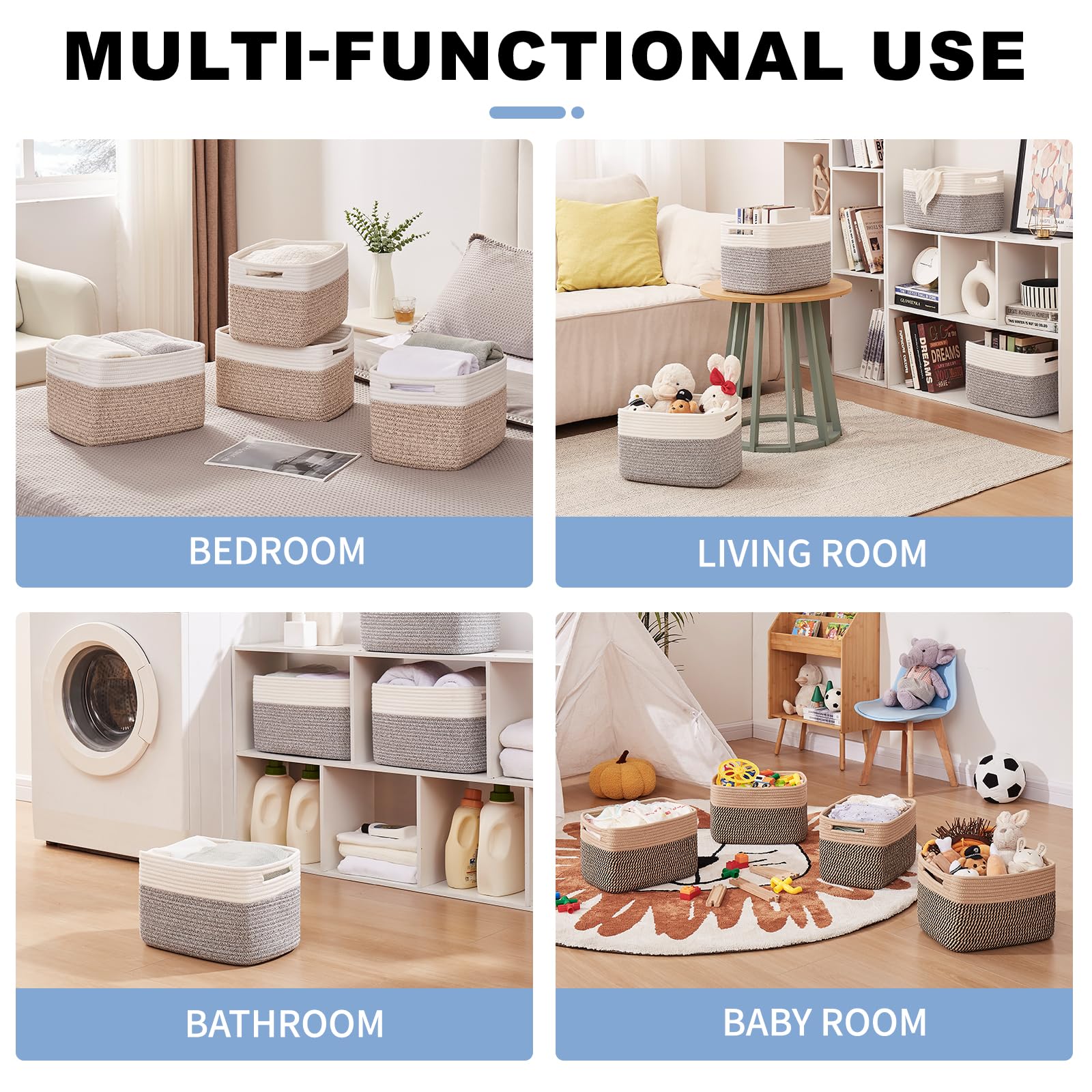 OIAHOMY foldable cotton basket space-saving option that reshapes easily.