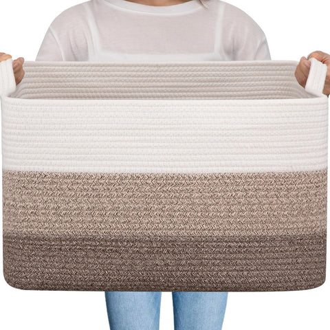 OIAHOMY large 65L blanket basket, top view showing ample storage.
