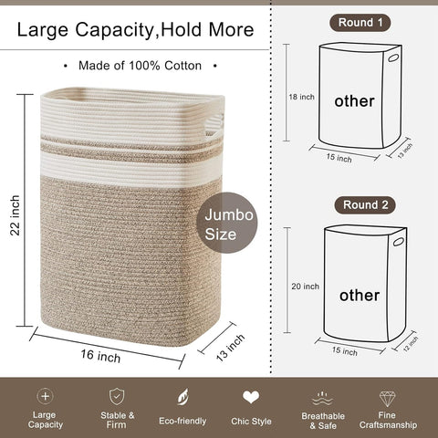 OIAHOMY large storage basket for blankets and toys, keeps rooms tidy.