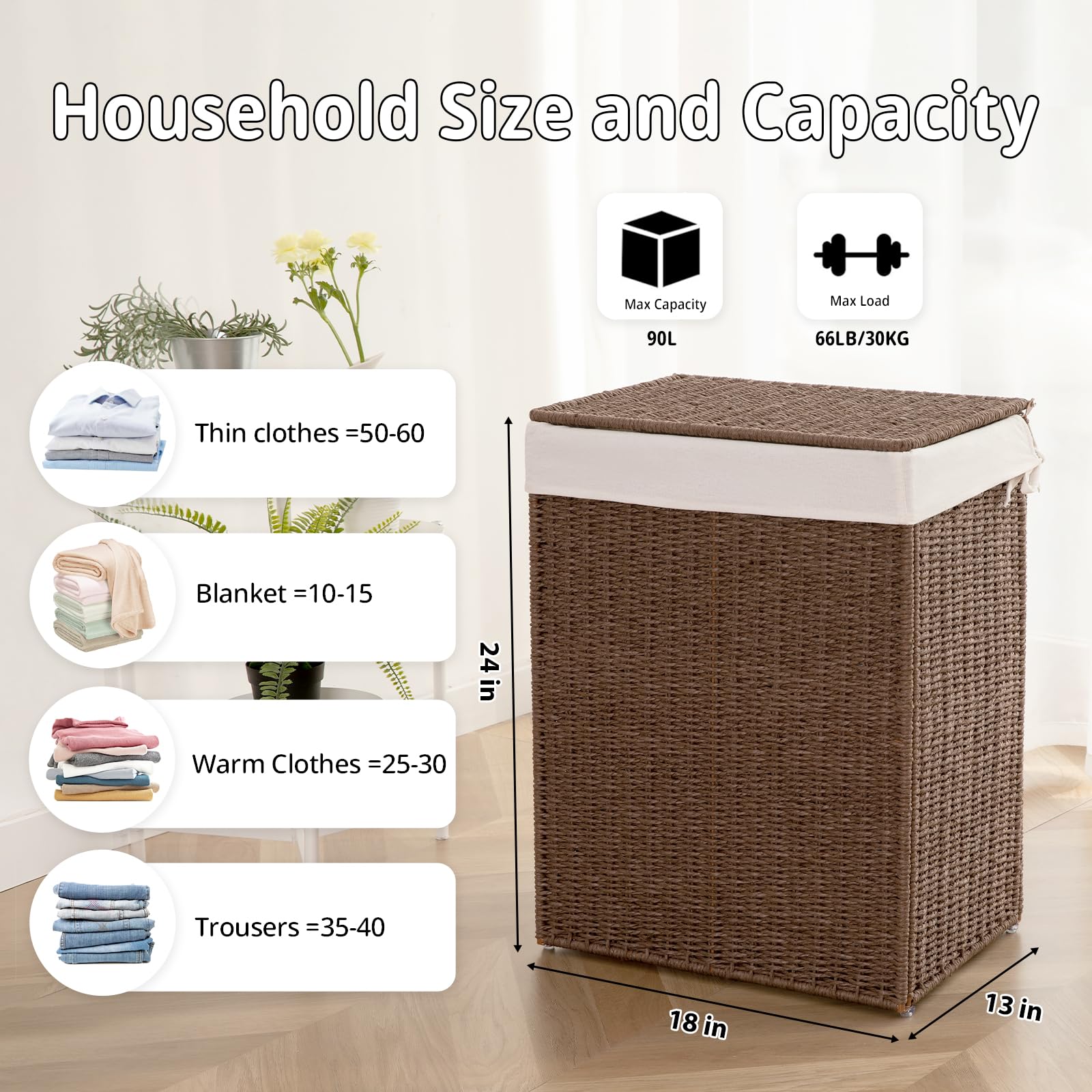 OIAHOMY handwoven hamper offers durable, snag-free storage.
