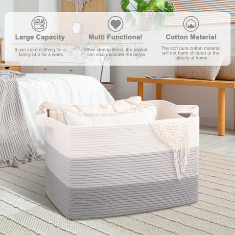 Living room setup featuring OIAHOMY blankets stored in the basket.
