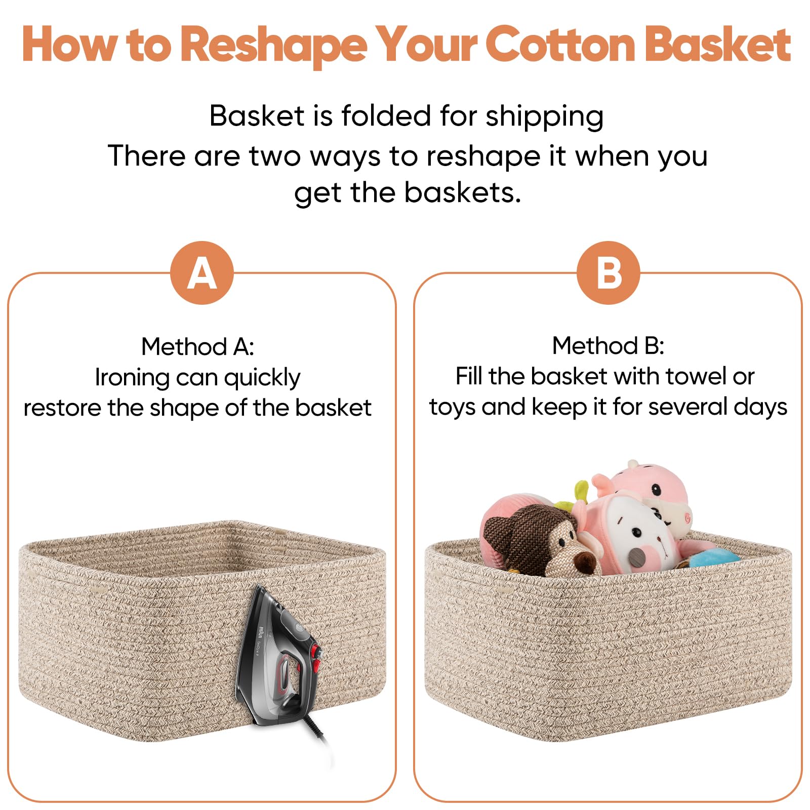 OIAHOMY machine-washable baskets easy care after use.