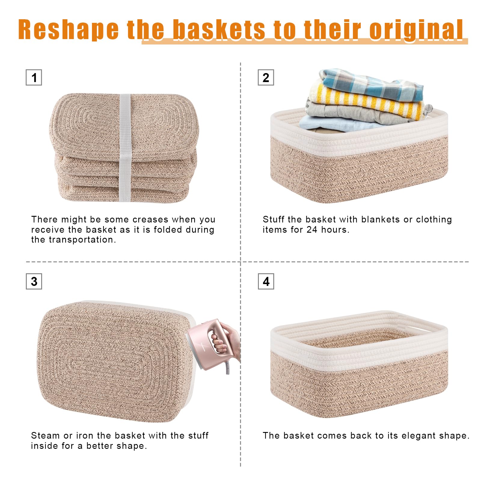 OIAHOMY neutral color storage bins blend with any decor.