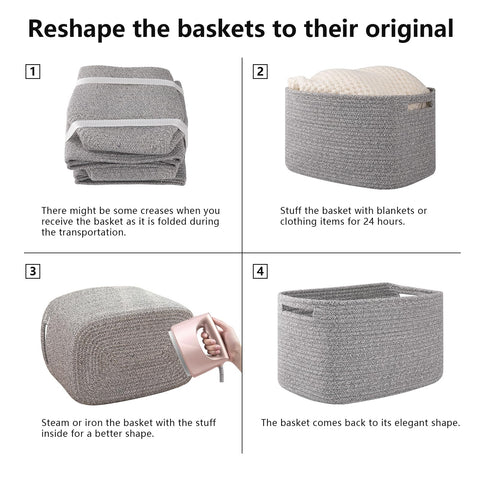 OIAHOMY neutral grey baskets blend with most decor while organizing rooms.