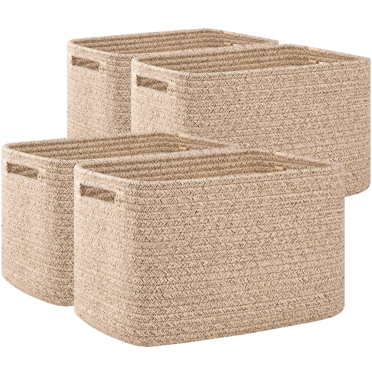 OIAHOMY rectangle storage baskets in brown for tidy living room shelves
