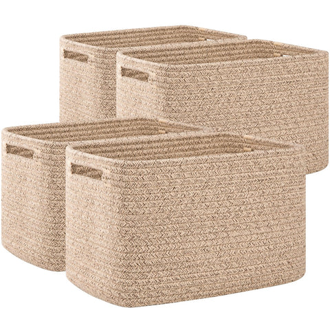OIAHOMY rectangle storage baskets in brown for tidy living room shelves