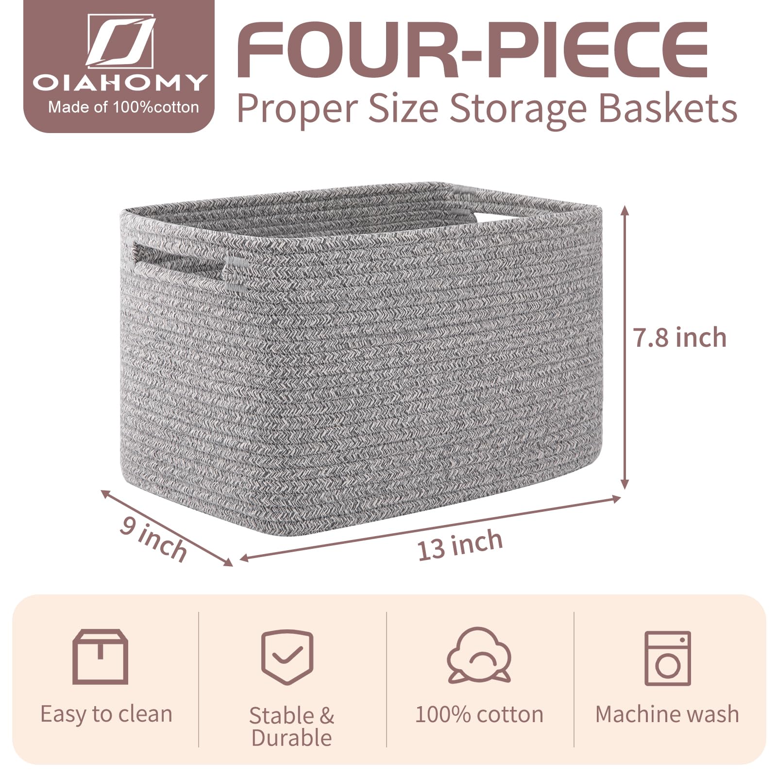 OIAHOMY rectangle storage baskets on shelves for versatile organization.