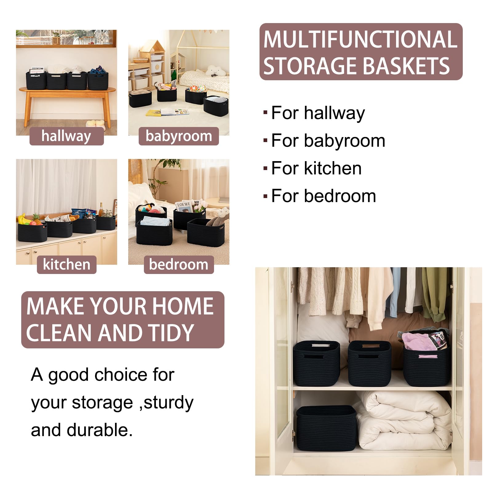 OIAHOMY shelf storage bins help declutter closets and cabinets