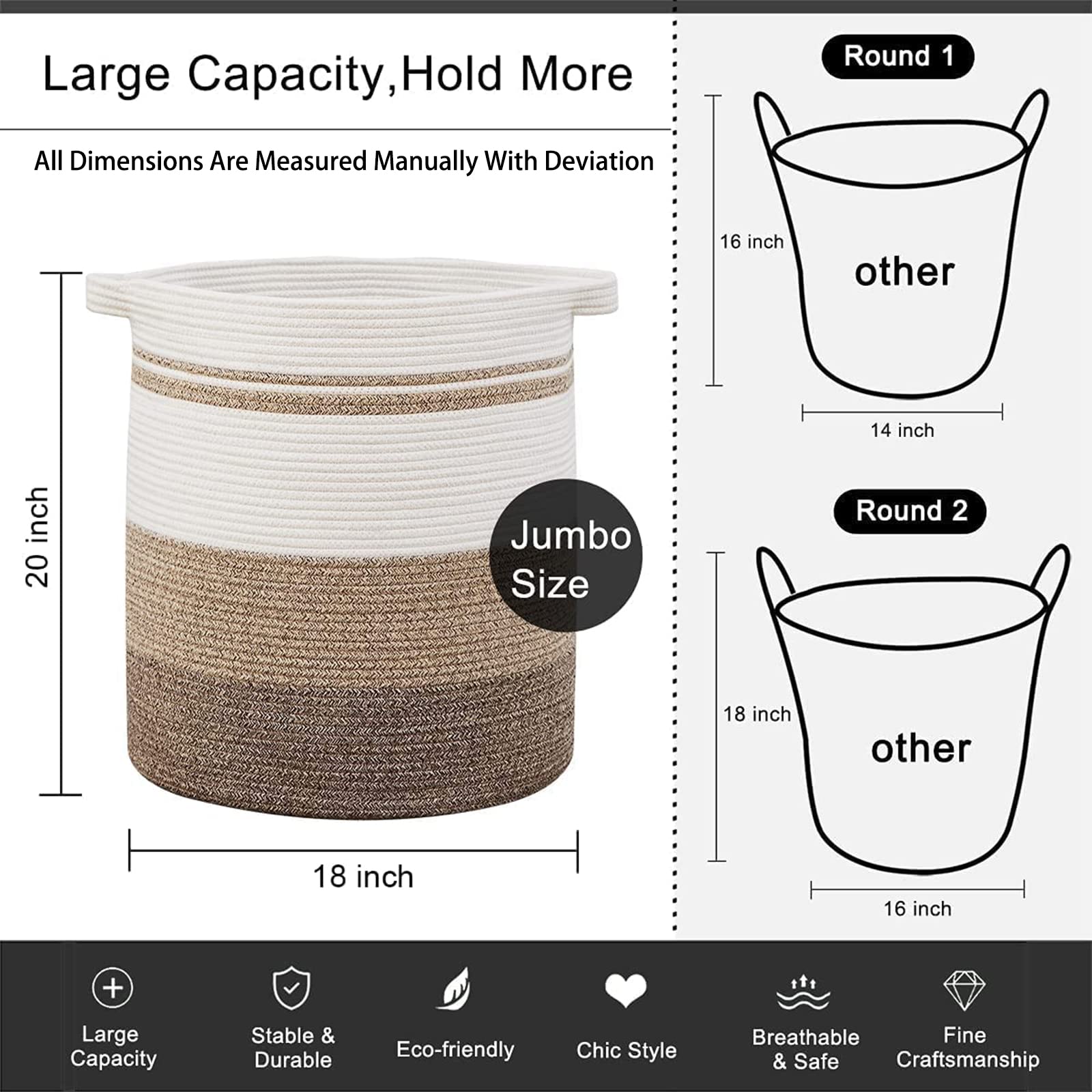 OIAHOMY soft cotton rope basket close-up texture and weave
