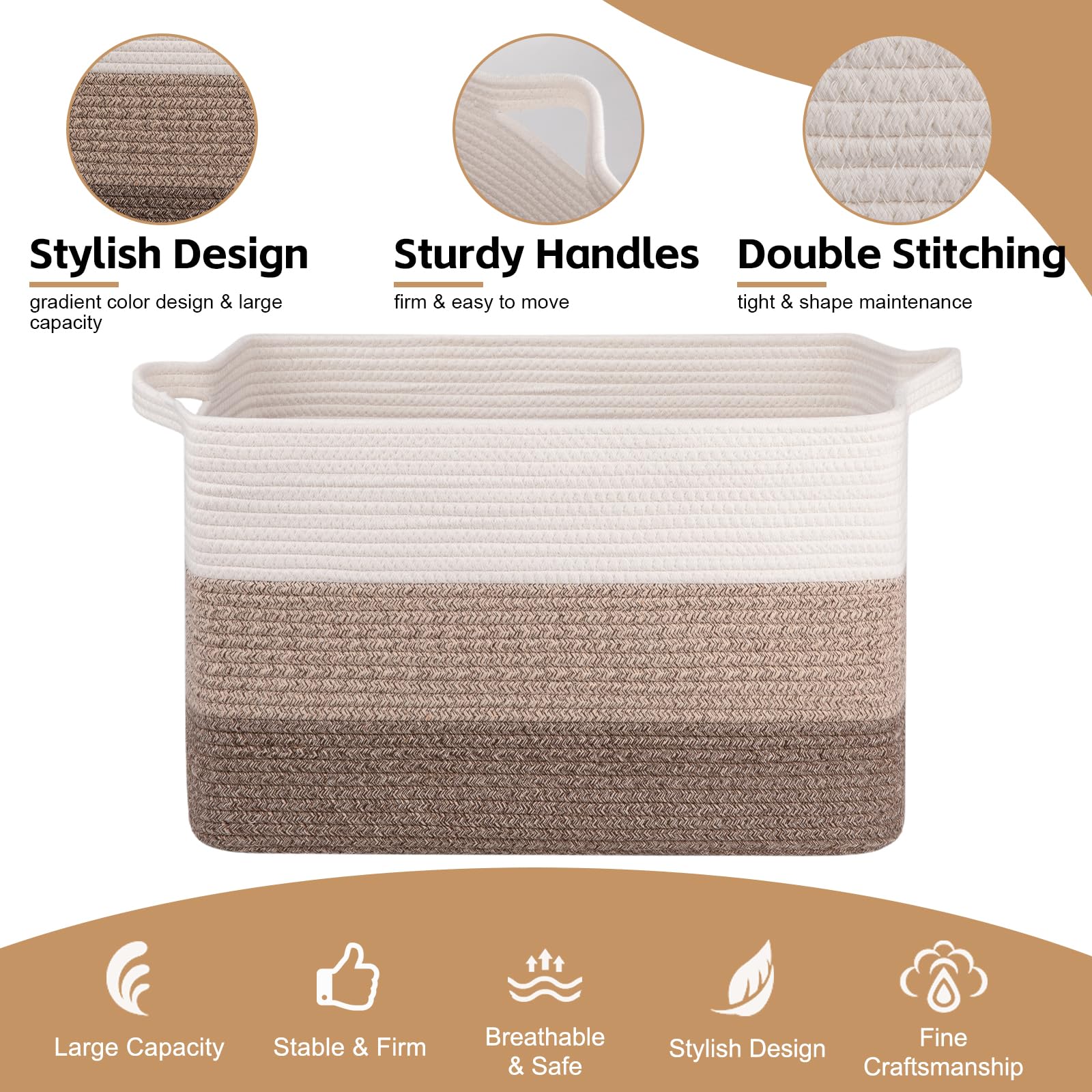 OIAHOMY soft cotton rope bin suitable for nurseries.