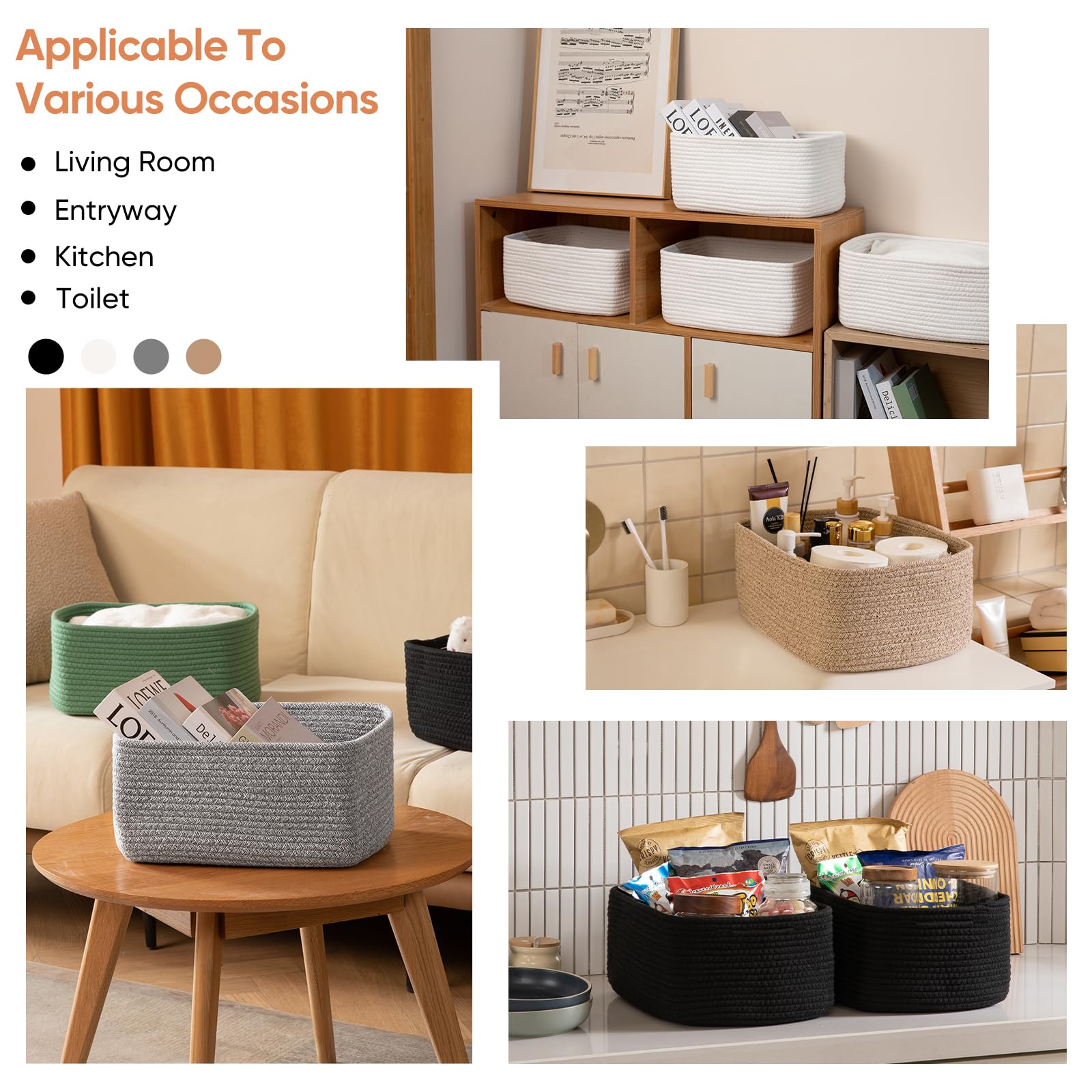 OIAHOMY storage baskets for clothes and toys keeping daily items neat.