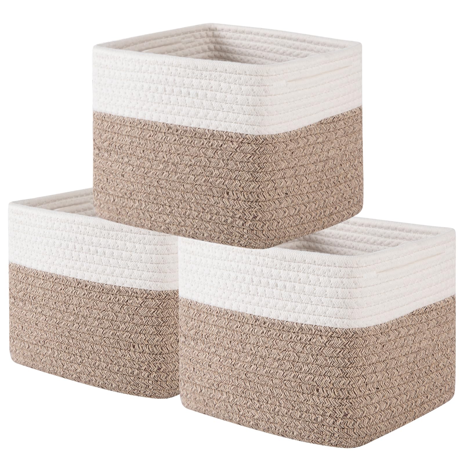 OIAHOMY storage cube on a shelf showing natural cotton rope for organized closets.