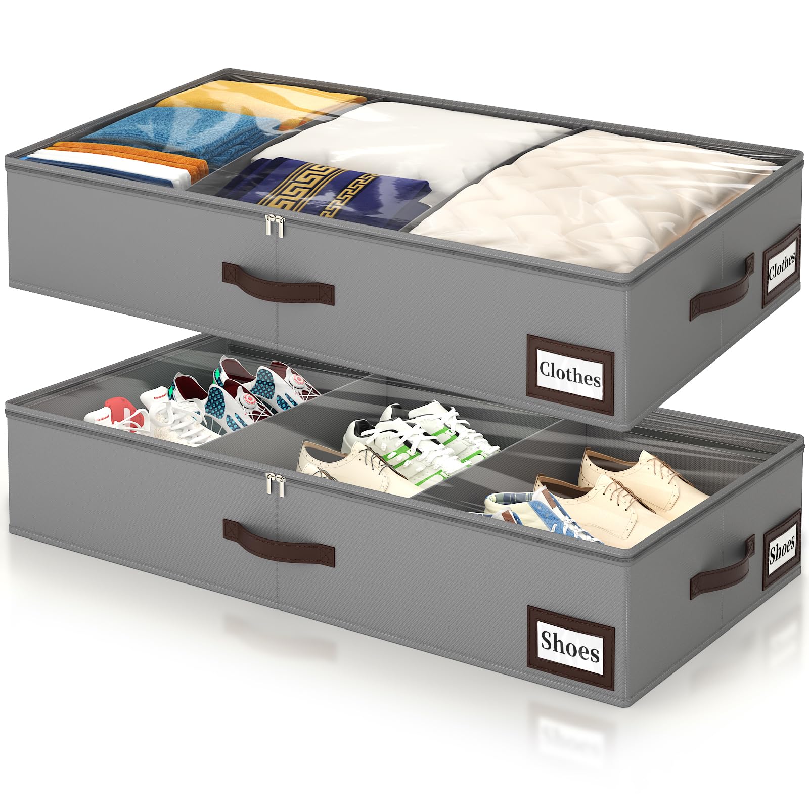 OIAHOMY 53L under-bed storage with 6-inch low profile for space-saving comforters.