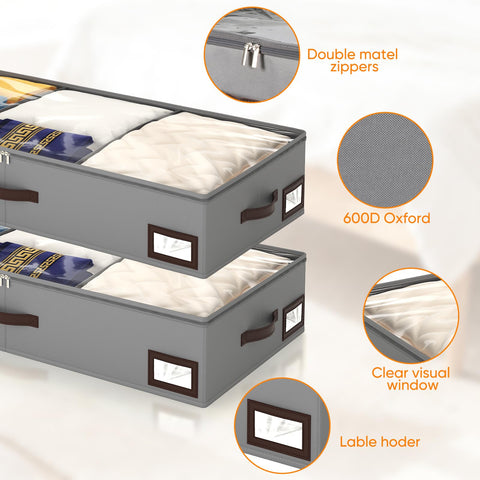 OIAHOMY under-bed storage with adjustable divider for flexible organization.
