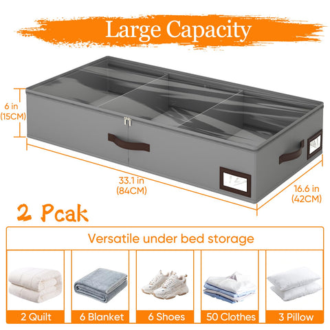 OIAHOMY under-bed storage with clear-view lid for quick item checks.