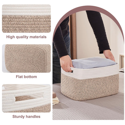 OIAHOMY woven basket for shelves towels provides neat storage with soft texture.