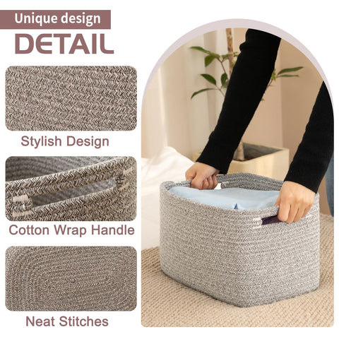 OIAHOMY woven baskets with handles provide sturdy, foldable storage.