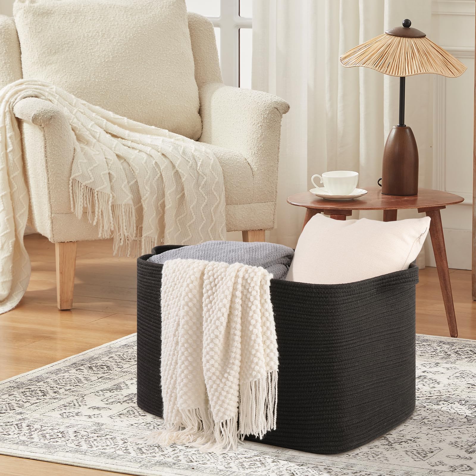 OIASKET 108L blanket basket with reinforced handles for heavy loads