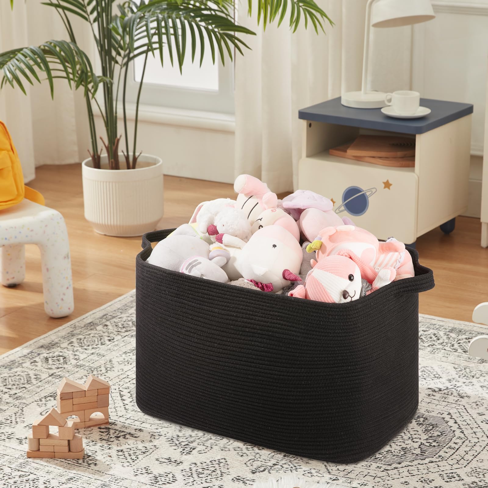 OIASKET 108L blanket basket in a nursery for toys and textiles organization