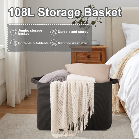 OIASKET 108L blanket basket creates a cozy pet corner with soft, durable fabric