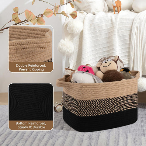 OIASKET natural cotton rope basket closeup shows soft texture and durability