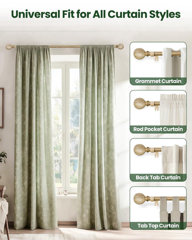 OICIPT boho wood curtain rod supports up to 30 lbs curtains with sturdy build