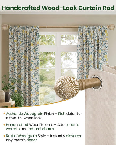 OICIPT boho wood curtain rod adjustable telescoping section for flexible lengths