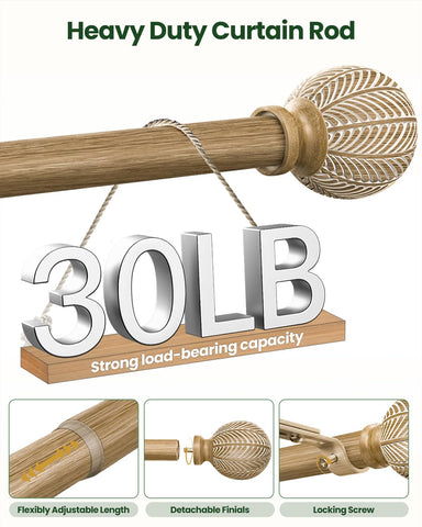 OICIPT boho wood curtain rod bracket installation ready for quick setup