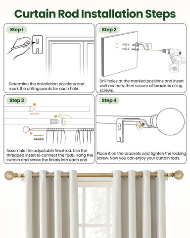 OICIPT boho wood curtain rod suitable for outdoor patio spaces