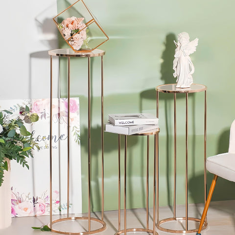 OIHYA cylinder stand brightens home decor with durable rose-gold finish.