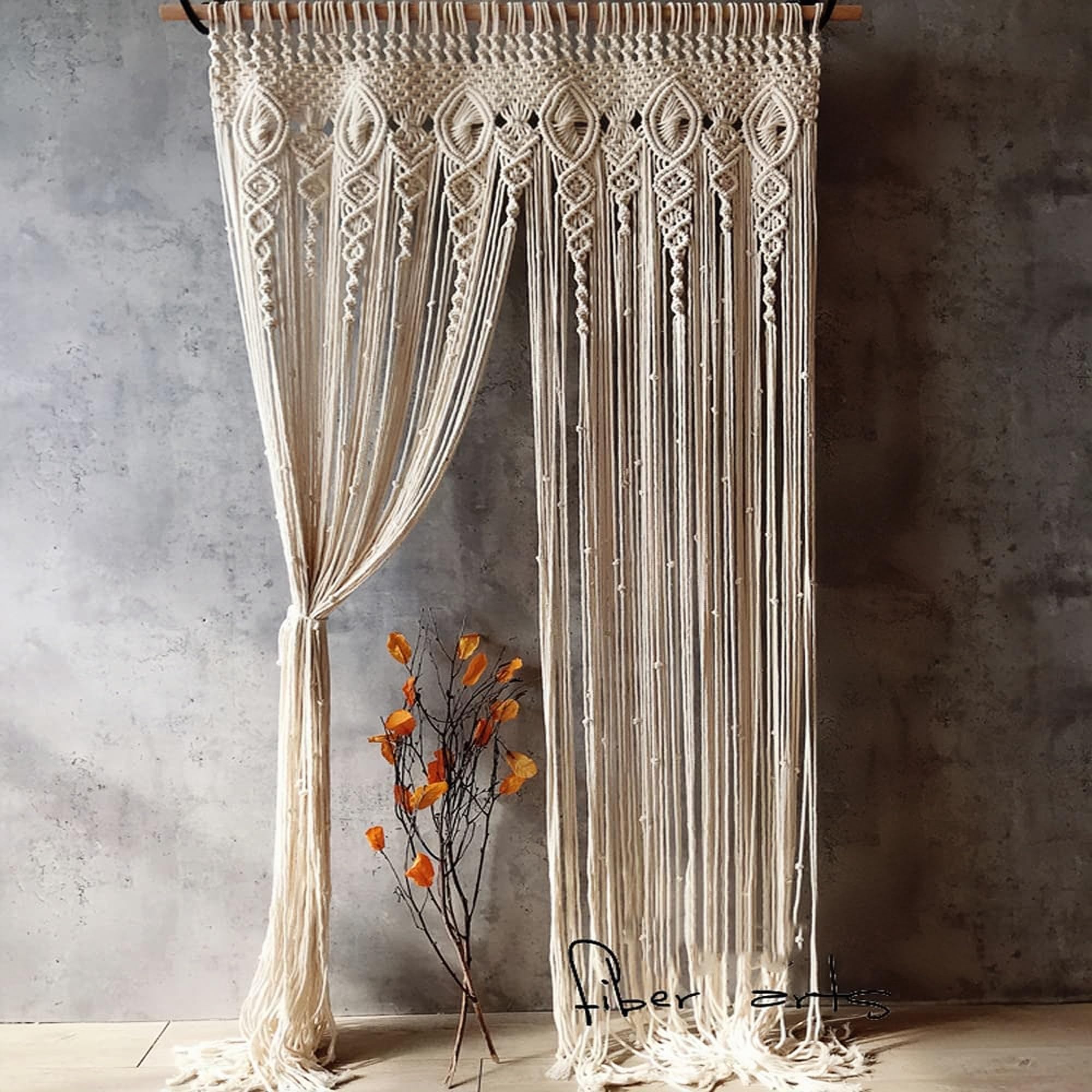 OIHYA macrame curtain wall hanging handwoven cotton strands for a warm boho backdrop