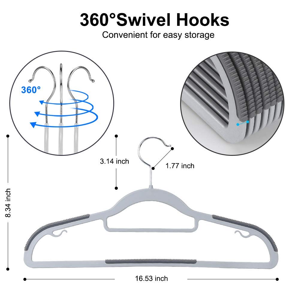 OIKA heavy-duty hanger supports up to 10 lbs for sturdy garments.