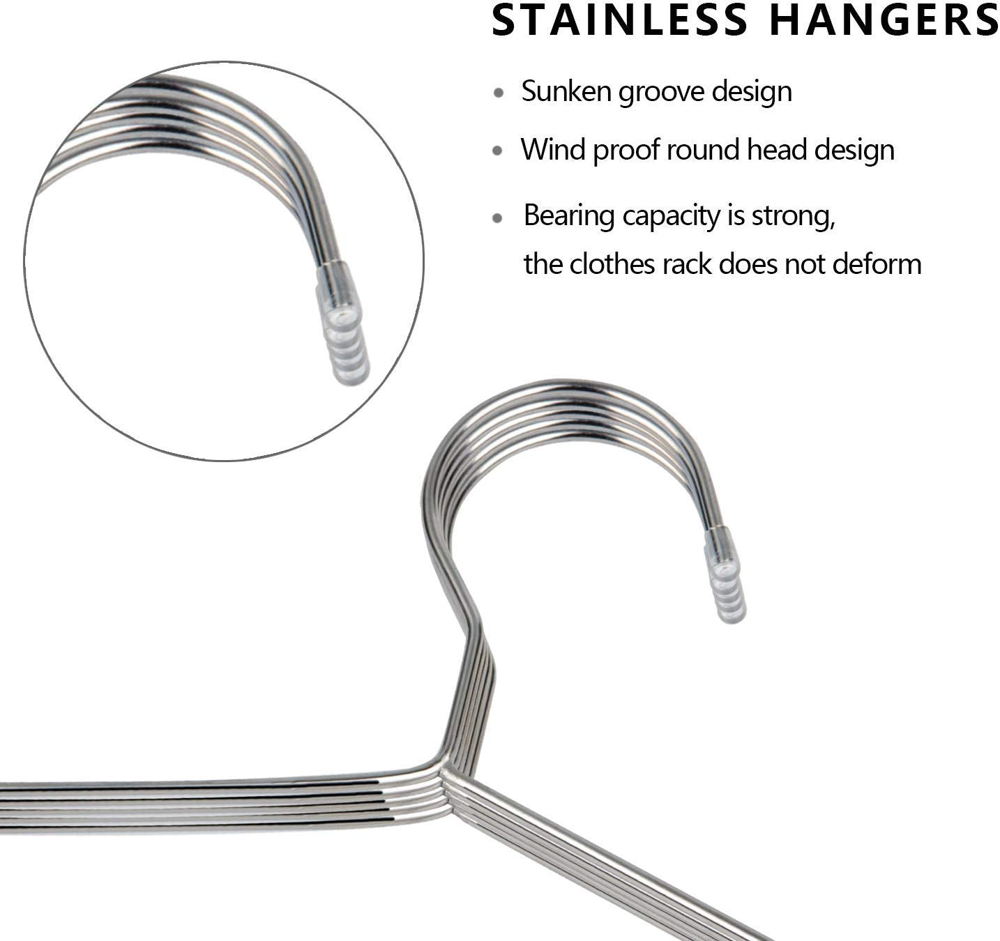 OIKA rustproof stainless steel hangers durable in humidity and outdoor drying.